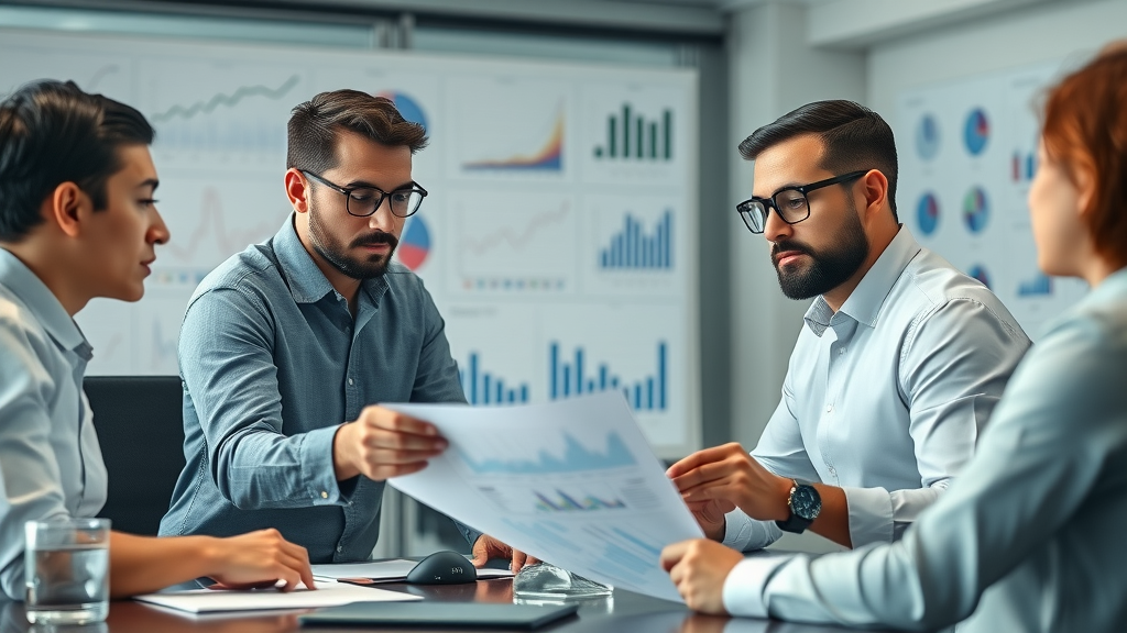 team of analysts performing quality assurance for end to end case solutions in a detailed conference room